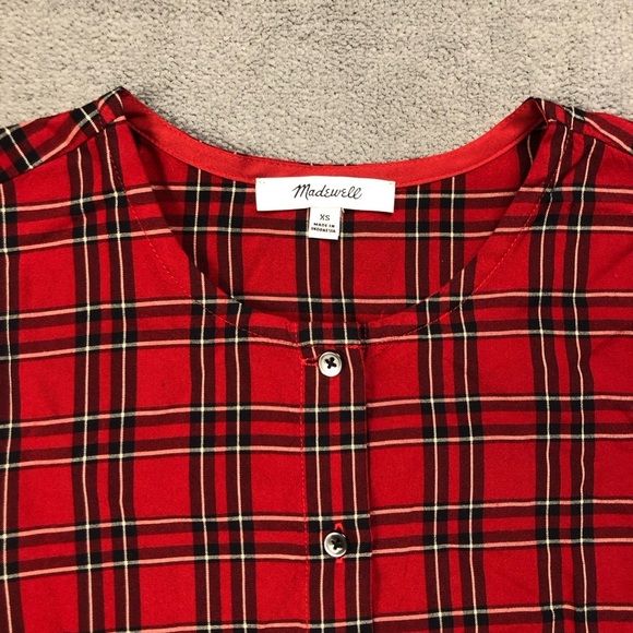 Madewell Studio Ruffle-Hem Top in Clanton Plaid size XS - Picture 5 of 8